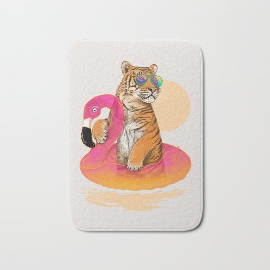 Chillin (Flamingo Tiger) Bath Mat