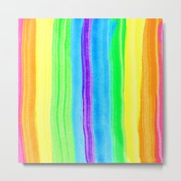 Neon Rainbow Stripes Metal Print