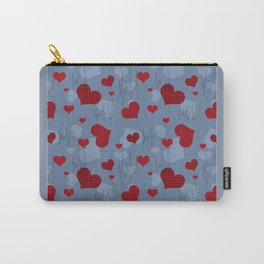 Heart . Carry-All Pouch | Blue, Illustration, Valentineday, Graphicdesign, Digital, Textile, Pattern, Heart, Red, Patternvalentine 