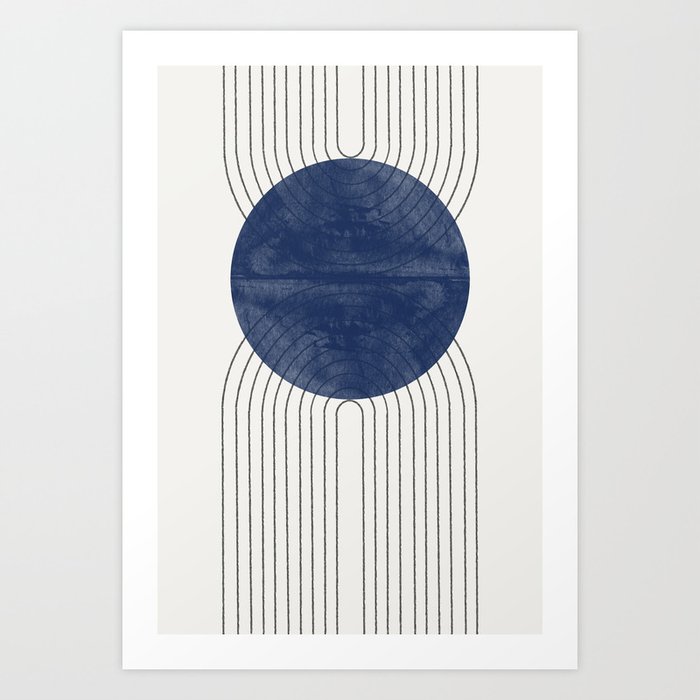 Mid Century Modern Blue Perfect Balance Art Print