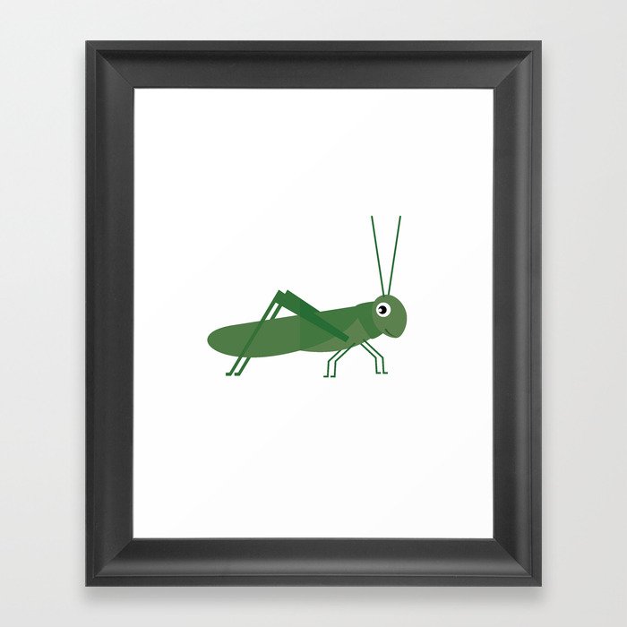 Grasshopper on white Framed Art Print