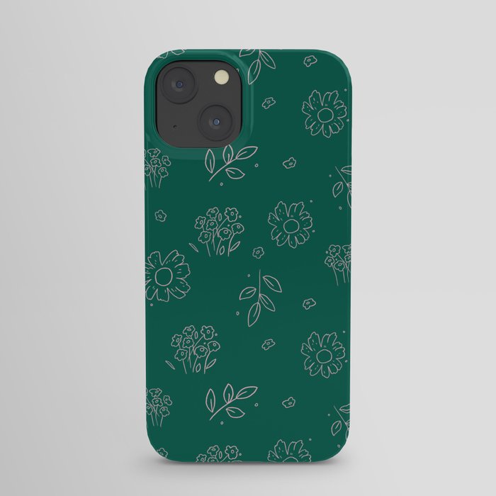 Green minimal floral pattern iPhone Case