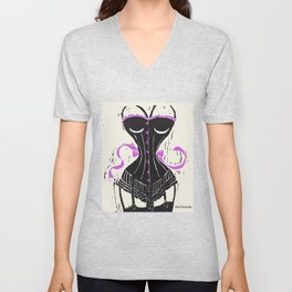 Corset Stockings and Bows V Neck T Shirt