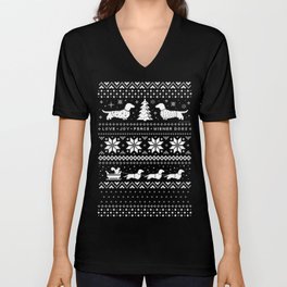 Dachshunds Christmas | Love Joy Peace Wiener Dogs V Neck T Shirt