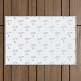 Pale Blue Palm Trees Pattern Outdoor Rug