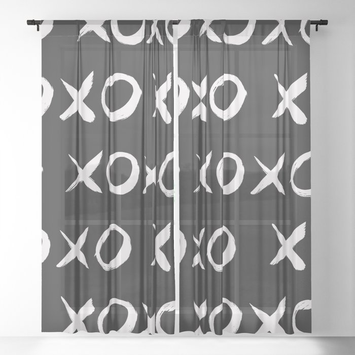 XOXO Hugs Kisses Pattern Sheer Curtain
