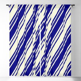 [ Thumbnail: Blue and Beige Colored Lines Pattern Blackout Curtain ]