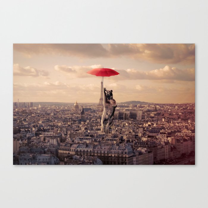 The Bear Above Paris Canvas Print