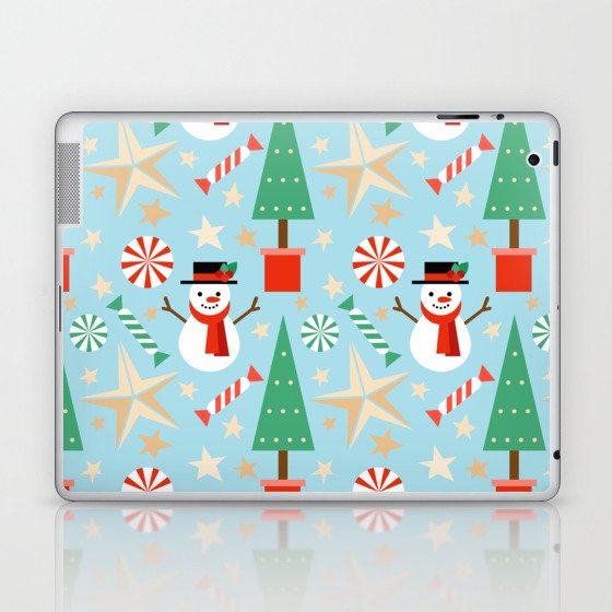 Christmas Pattern Snowman Tree Candy Laptop & iPad Skin