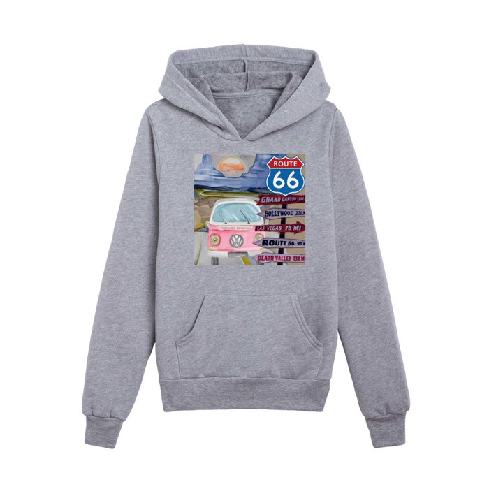 American Road Scenic Road Trip on Route 66 landscape print painting Kids Pullover Hoodie