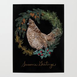 Forest Grouse "Season's Greetings" Poster