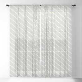 [ Thumbnail: Light Gray and Light Yellow Colored Lines/Stripes Pattern Sheer Curtain ]