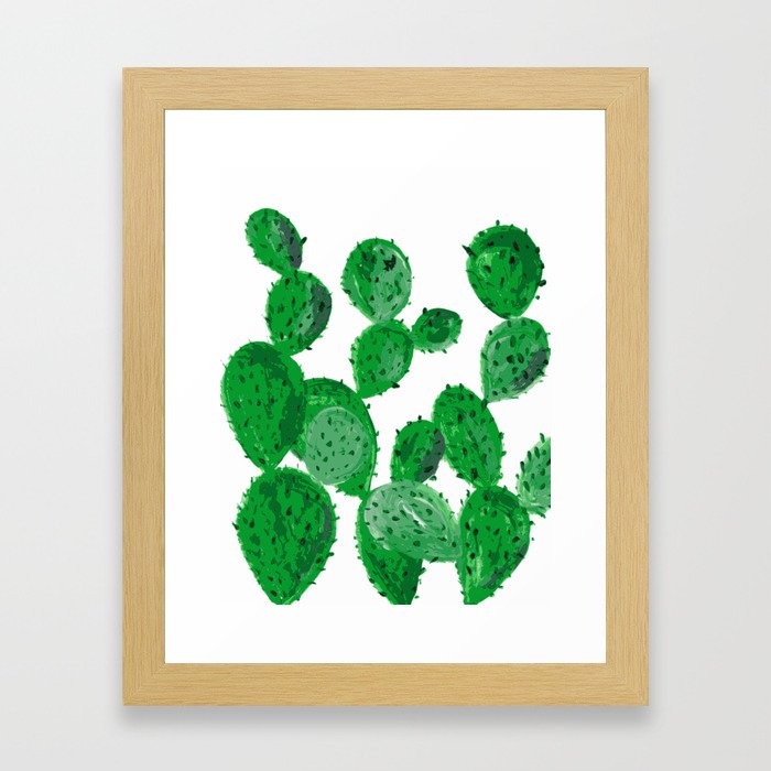 Cactus garden green Framed Art Print