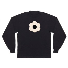 Such Cute Flowers Retro Floral Pattern in Black and Almond Cream Long Sleeve T-shirt