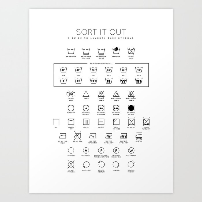 Laundry Symbols - White Kunstdrucke Laundry Symbols - White Kunstdrucke