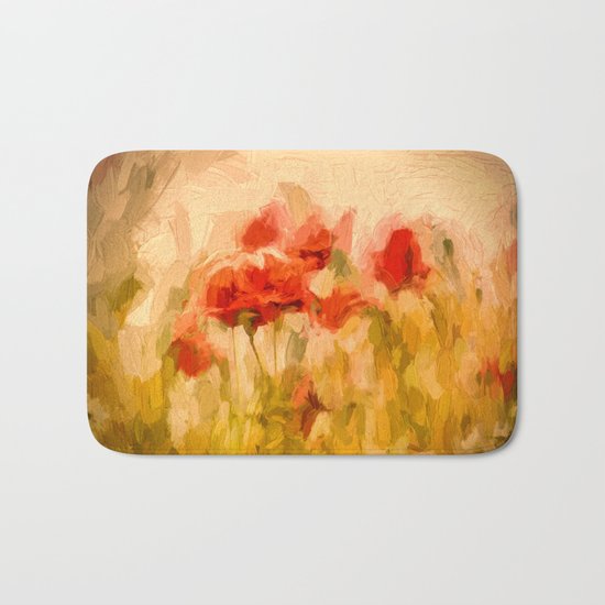 Fiery poppies in a golden cornfield Bath Mat