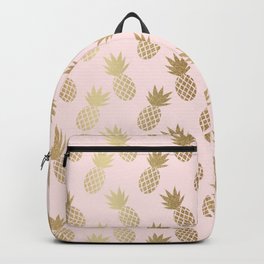 Pink & Gold Pineapples Pattern Backpack