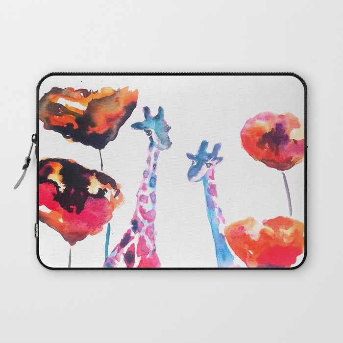 Giraffes and Poppies Laptop Sleeve