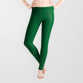Dartmouth Green Solid Color Popular Hues Patternless Shades of Green Collection - Hex Value #00703C Leggings