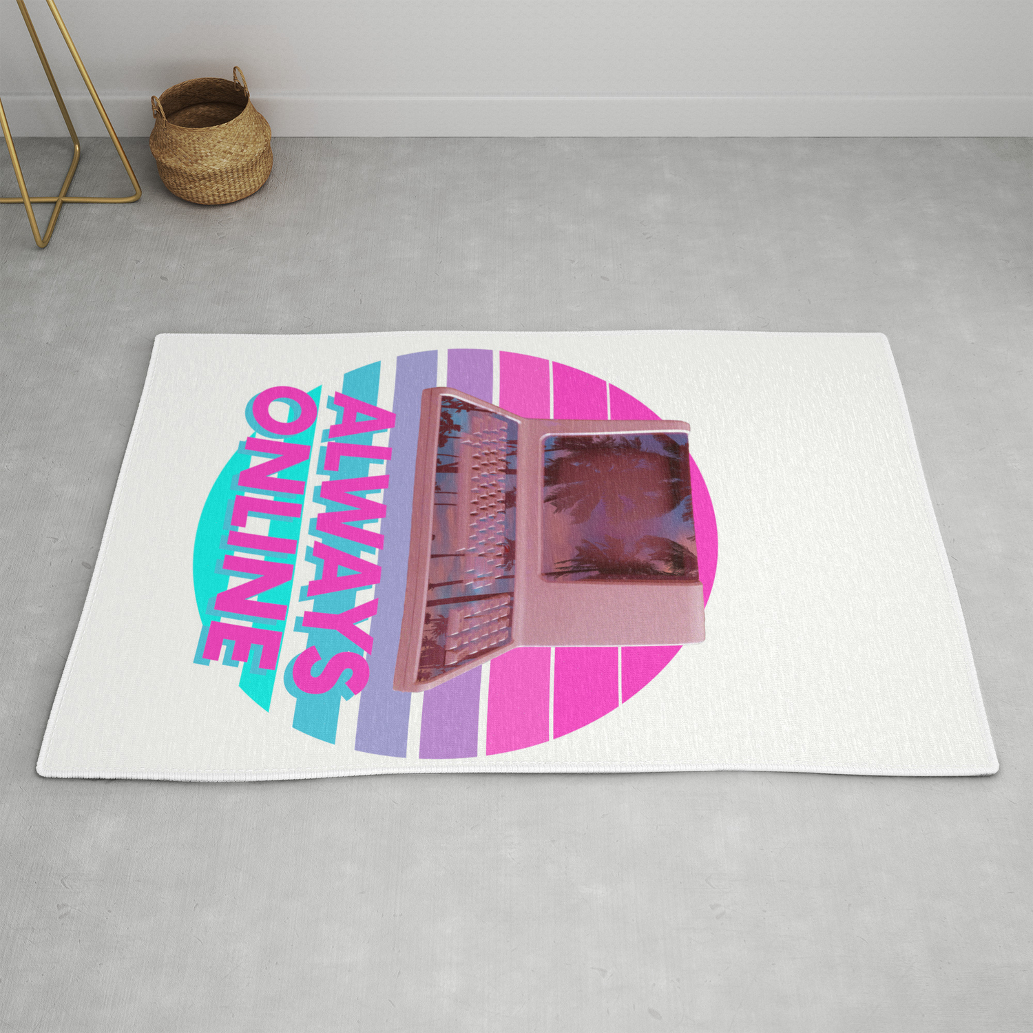 Funny Vaporwave Meme Always Online Retro 80s Style Design Product Rug By Dc Designstudio Society6