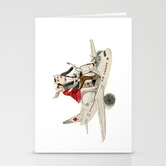 Cat and Wolf hit the road Stationery Cards
