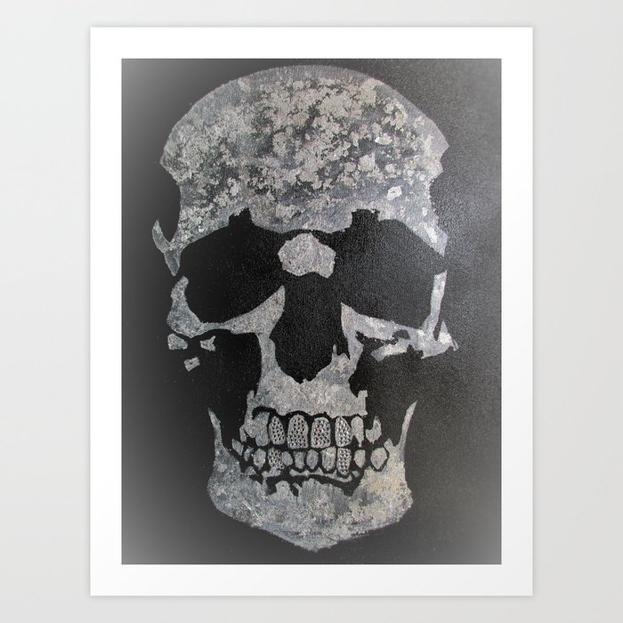 Diamond teeth silver skull Art Print