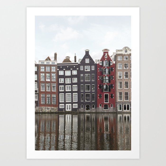 Buildings In Amsterdam City Picture | Dutch Canals Colorful Architecture Art Print | Europe Travel Photography Art Print