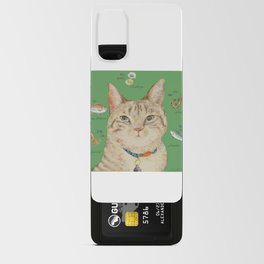 Cat and fish in green Android Card Case