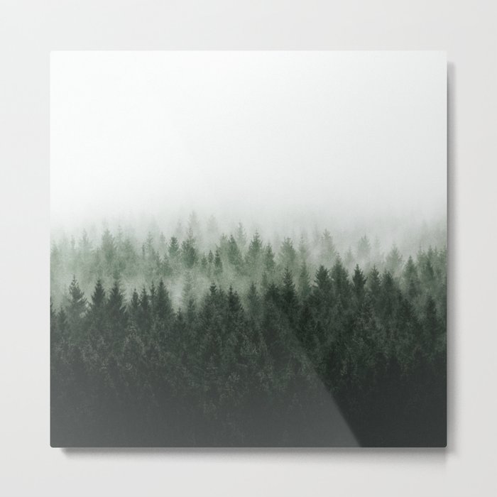 High And Low // Misty Fairytale Wilderness Forest With Cascadia Trees Covered In Magic Fog Series Metal Print