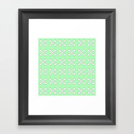 Green Crossbones Pattern Framed Art Print