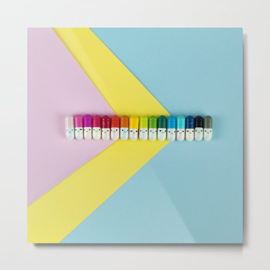 Happy little rainbow pills Metal Print
