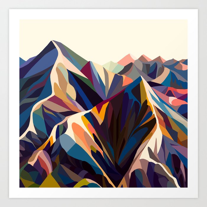 Mountains original Kunstdrucke | Graphic-design, Colorful, Berge, Hills, Illustration, Kaleidoscope, Natur, Graphic, Mosaic, Landscape