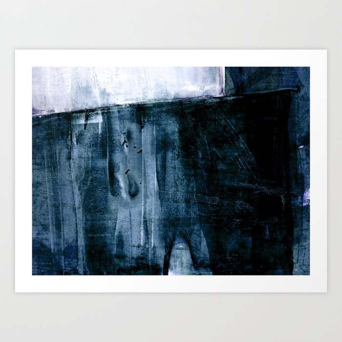 Indigo Blue And White Minimalist Abstract Painting Art Print By