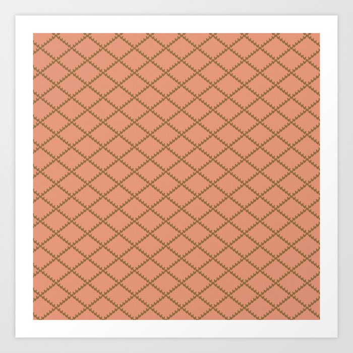 Sweater Weather - Coral/Gold Lattice Art Print