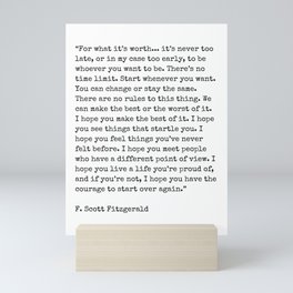 For What Its Worth | F. Scott Fitzgerald Quote Mini Art Print