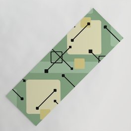 Retro 1950s Art Pattern Diamonds Sage Green Cream Yoga Mat