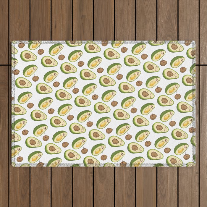 Avocados' Fun! Cute Humorous Artwork and Pattern Outdoor Rug