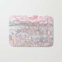 Seattle in Colored Pencil Bath Mat | Spaceneedle, Drawing, Coloredpencil, Seattle, Cityscape, Drafting, Landscape, Colorful, Seattleart 