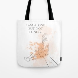 Alone but not lonely woman drawing Tote Bag