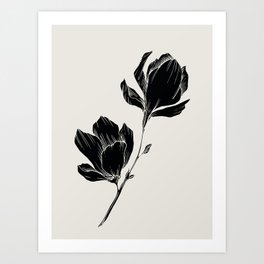 BLACK FLOWER SILHOUETTE   Art Print