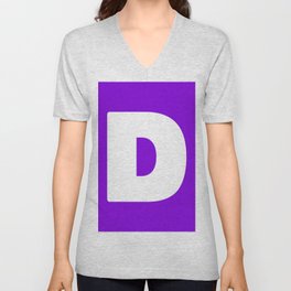 D (White & Violet Letter) V Neck T Shirt