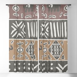 African mud cloth with elephants Sheer Curtain