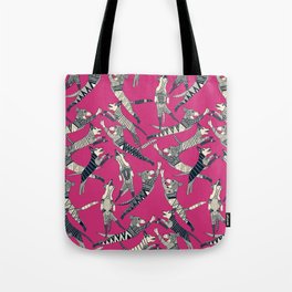 dog party indigo pink Tote Bag