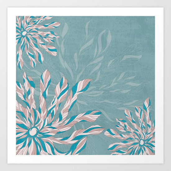 Flower Power Teal/Pink Art Print