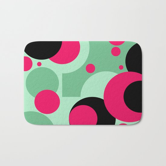 Abstract Polka dots pattern. green and red . Bath Mat