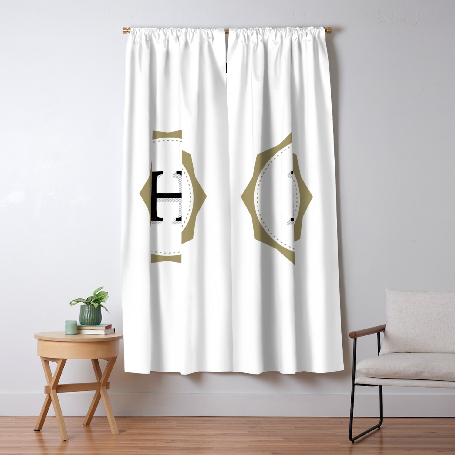 Vintage Letter H Monogram Blackout Curtain By Textures Society6