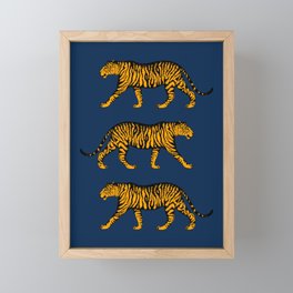 Tigers (Navy Blue and Marigold) Framed Mini Art Print