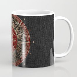 Vegvisir - Viking Compass - Black and red Leather and gold Mug