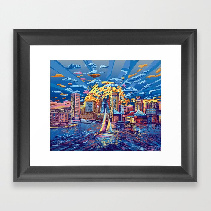abstract city skyline-baltimore Framed Art Print
