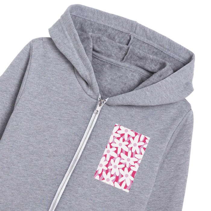 Trippy Wavy Flowers Pink Floral Pattern Kids Zip Hoodie